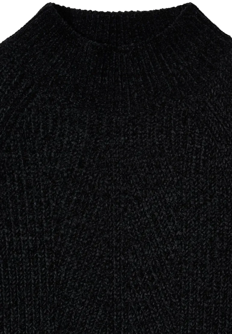Turtleneck Chenille Pullover black