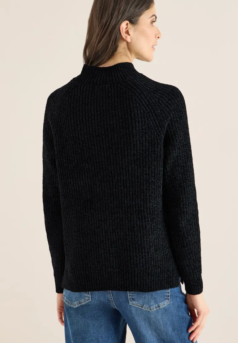 Turtleneck Chenille Pullover black