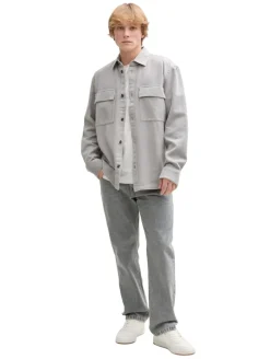 Twill Overshirt aus Baumwolle chalk grey