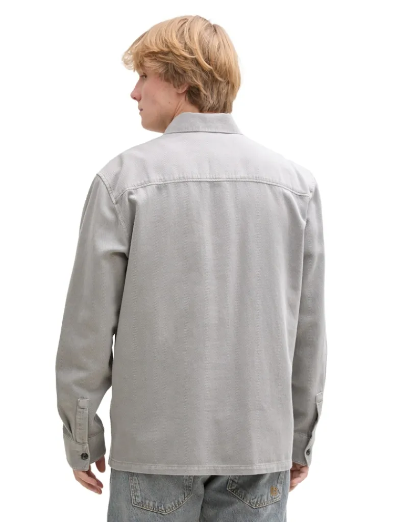 Twill Overshirt aus Baumwolle chalk grey
