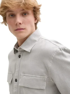 Twill Overshirt aus Baumwolle chalk grey