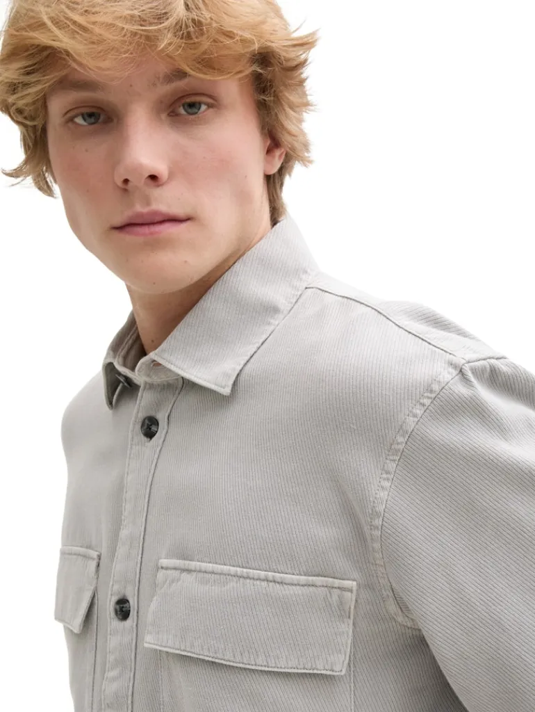 Twill Overshirt aus Baumwolle chalk grey