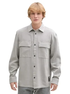 Twill Overshirt aus Baumwolle chalk grey