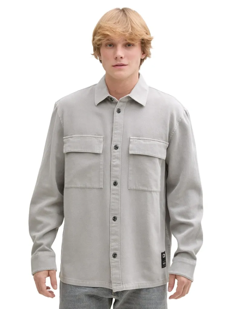 Twill Overshirt aus Baumwolle chalk grey