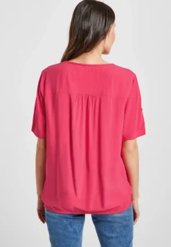 Unifarbene Basic Bluse strawberry red