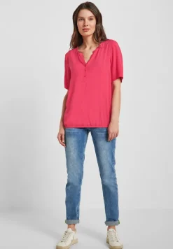 Unifarbene Basic Bluse strawberry red