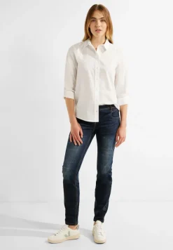 Unifarbene Baumwollbluse vanilla white