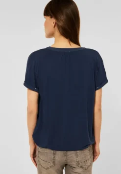 Unifarbene Bluse river blue