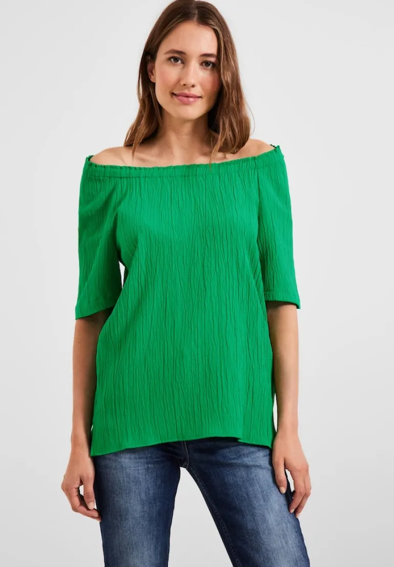 Unifarbene Struktur Bluse fresh green