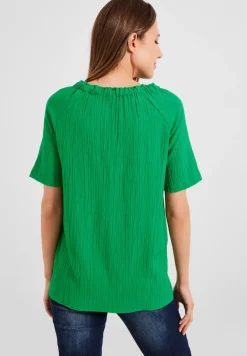 Unifarbene Struktur Bluse fresh green