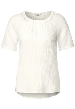 Unifarbene Struktur Bluse vanilla white