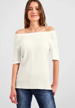 Unifarbene Struktur Bluse vanilla white
