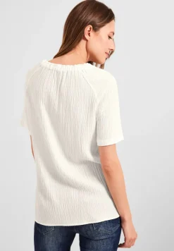Unifarbene Struktur Bluse vanilla white