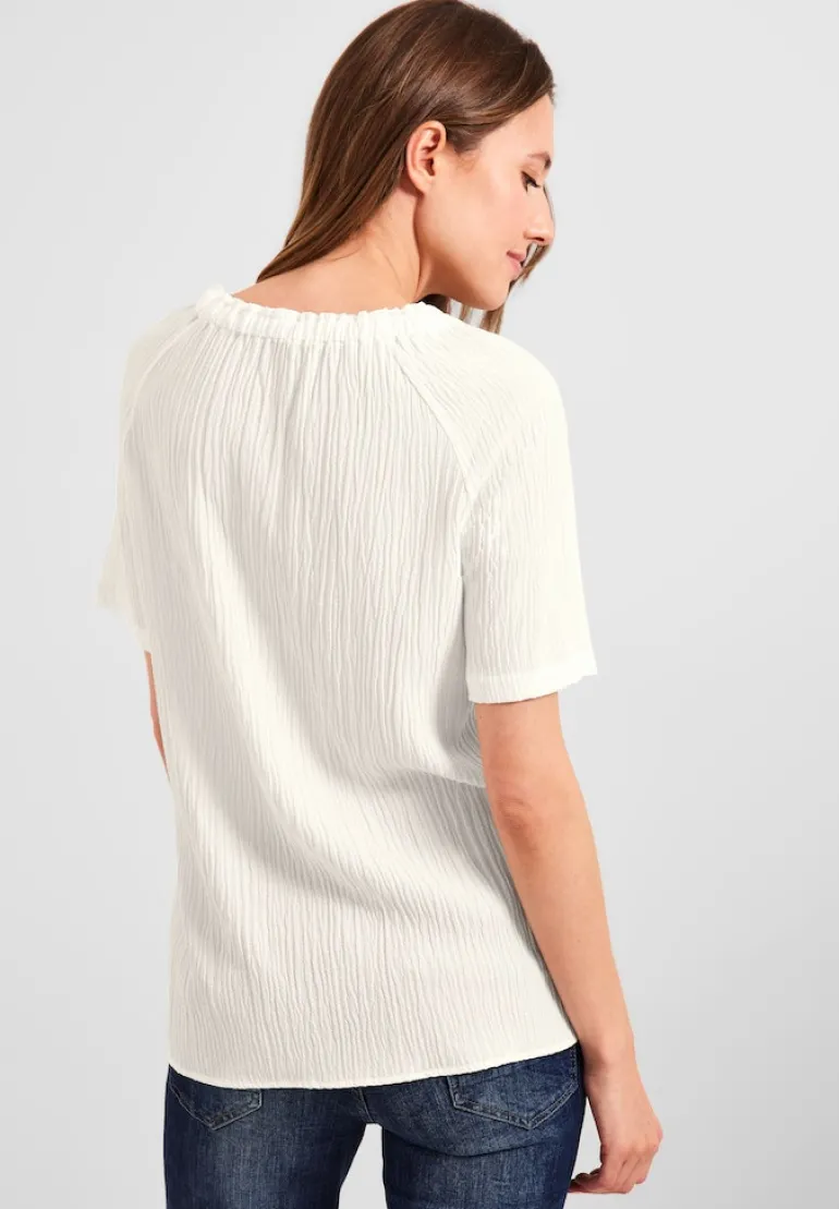 Unifarbene Struktur Bluse vanilla white