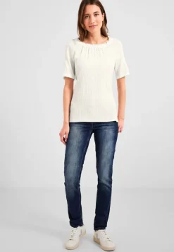 Unifarbene Struktur Bluse vanilla white