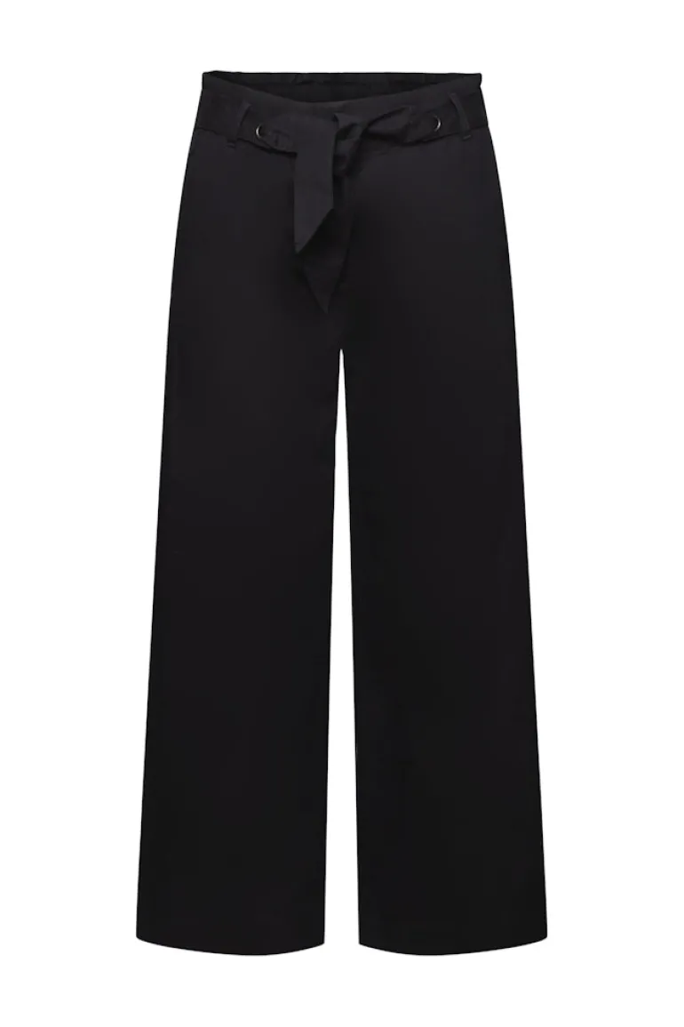 Verkürzte Culotte aus Baumwolle und Leinen black