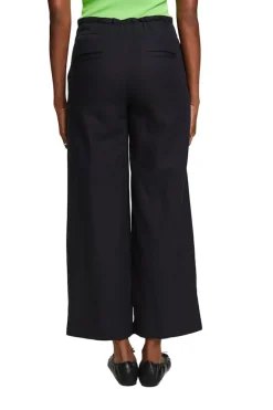 Verkürzte Culotte aus Baumwolle und Leinen black