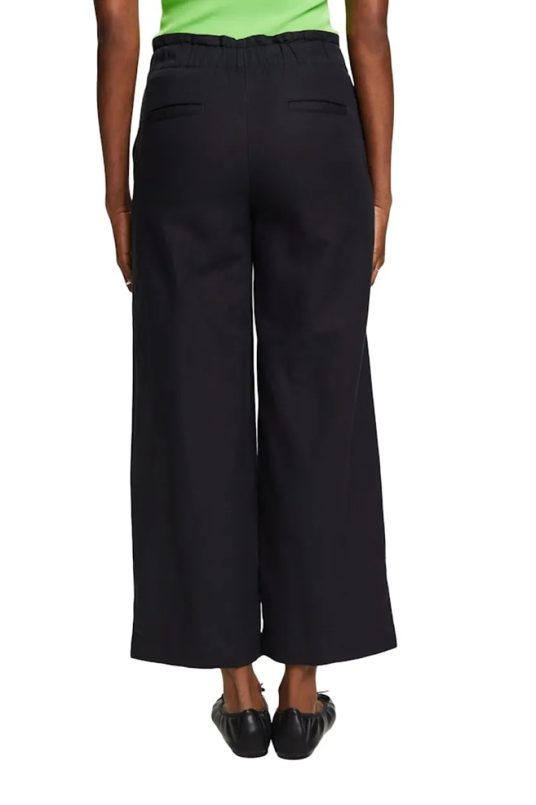 Verkürzte Culotte aus Baumwolle und Leinen black