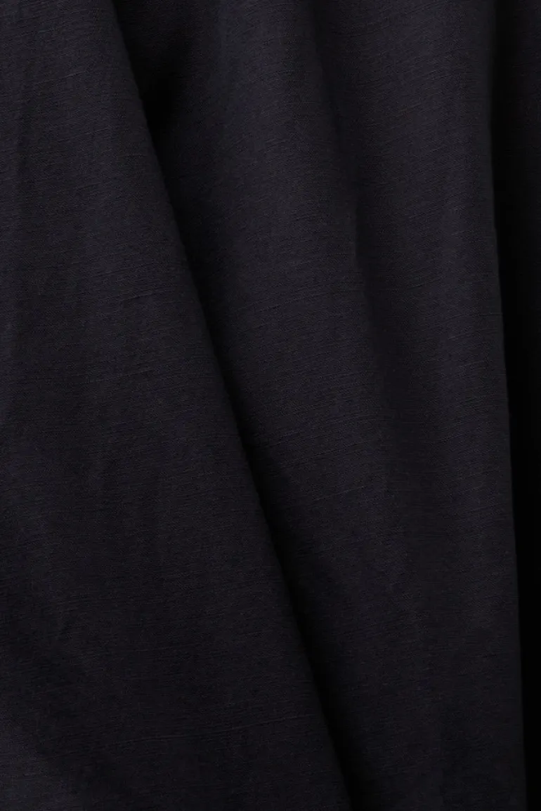 Verkürzte Culotte aus Baumwolle und Leinen black