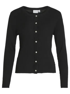 VIABELLA RIB L/S KNIT CARDIGAN black