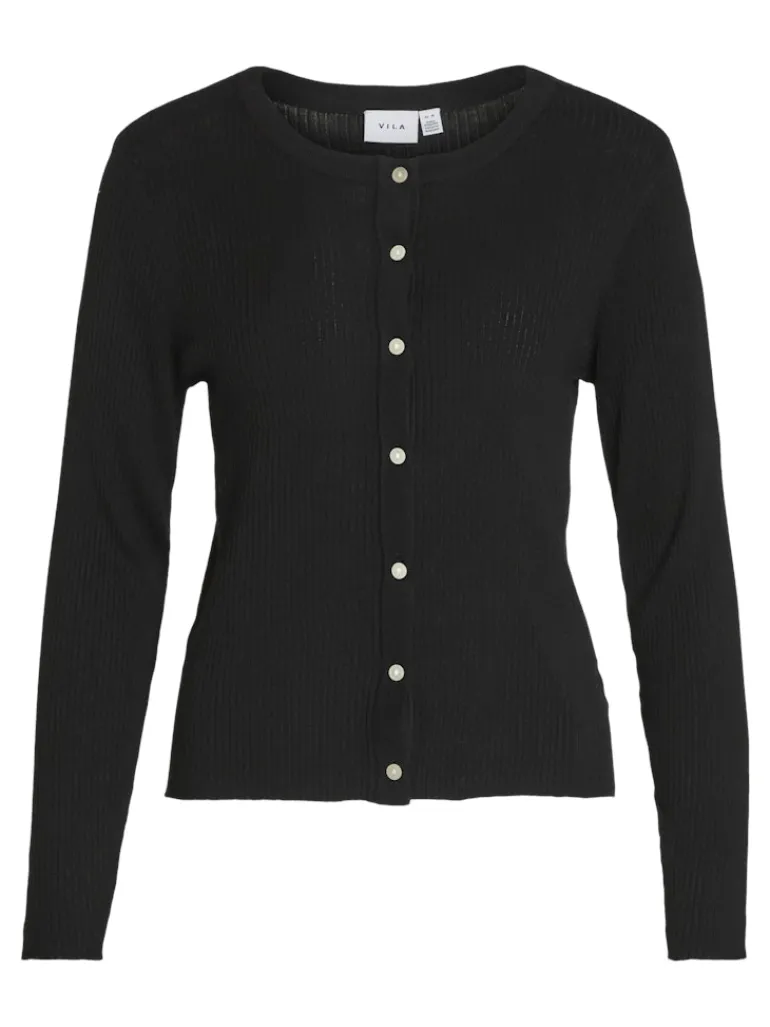 VIABELLA RIB L/S KNIT CARDIGAN black
