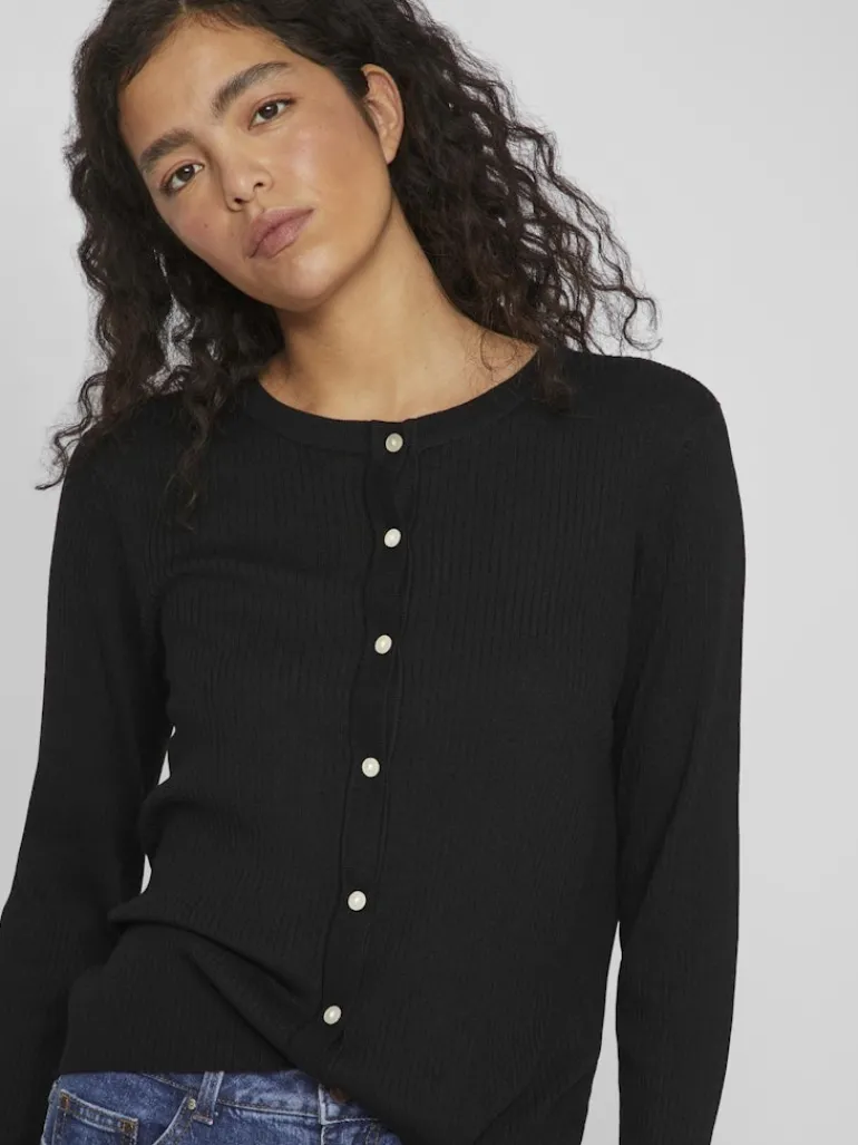 VIABELLA RIB L/S KNIT CARDIGAN black