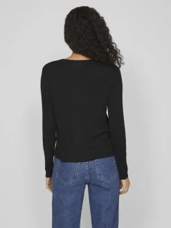 VIABELLA RIB L/S KNIT CARDIGAN black