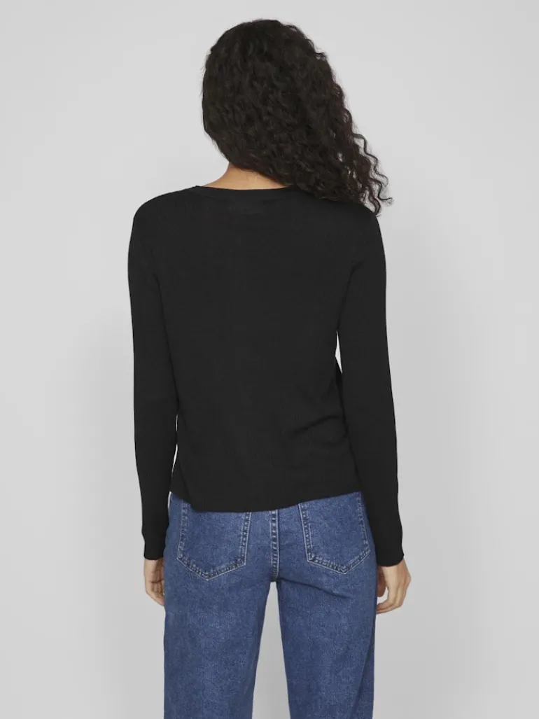 VIABELLA RIB L/S KNIT CARDIGAN black