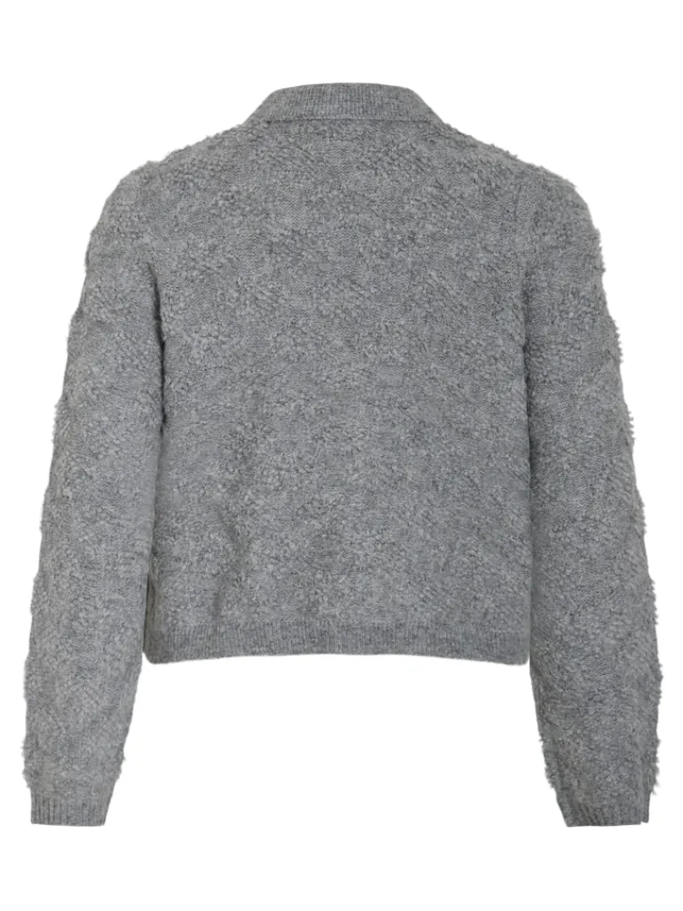 VIAERY COLLAR L/S KNIT CARDIGAN medium grey melange