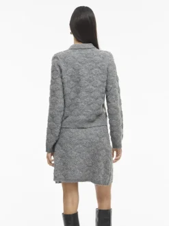 VIAERY COLLAR L/S KNIT CARDIGAN medium grey melange