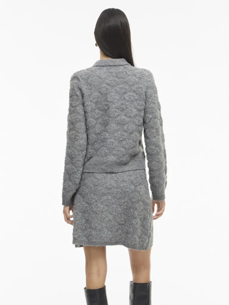 VIAERY COLLAR L/S KNIT CARDIGAN medium grey melange