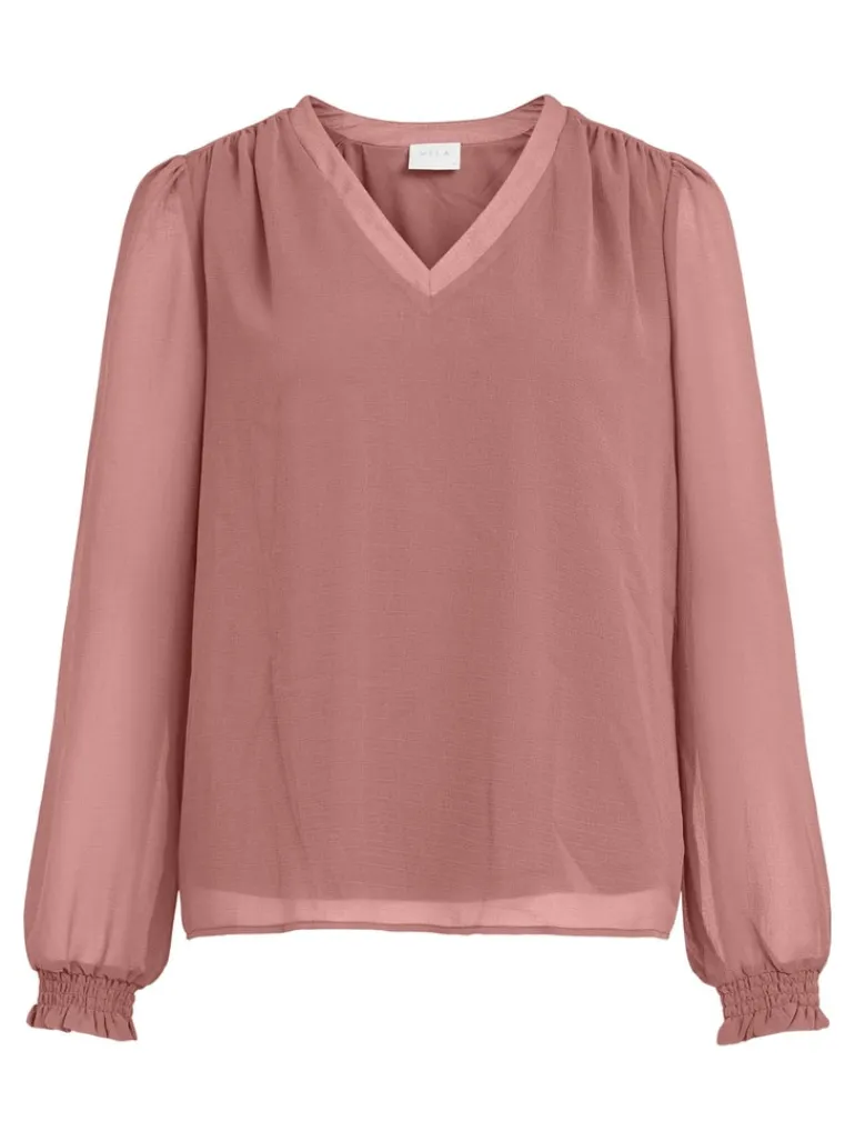 VIAMIONE V-NECK L/S TOP/SU - FAV old rose