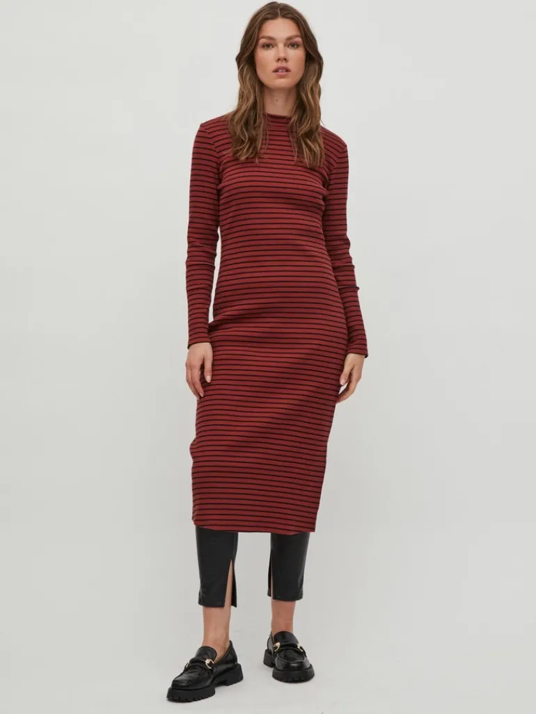 VIBALU CREW NECK L/S MIDI DRESS - NOOS fired brick