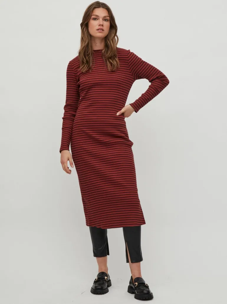 VIBALU CREW NECK L/S MIDI DRESS - NOOS fired brick