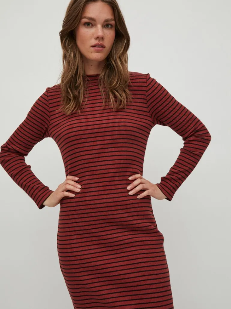 VIBALU CREW NECK L/S MIDI DRESS - NOOS fired brick