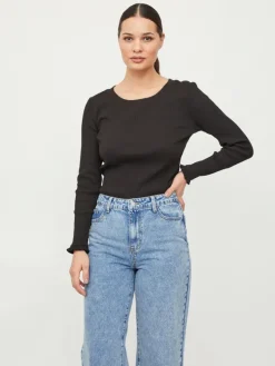 VIBALU L/S RIB TOP black