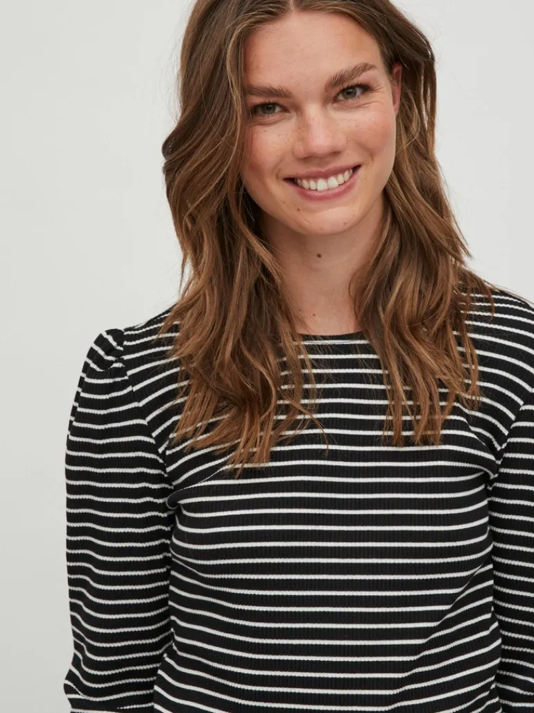 VIBALU PUFF L/S RIB TOP - NOOS black