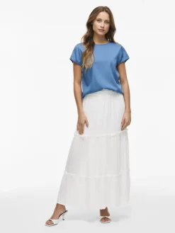 VIBISTA C/S O-NECK TOP - NOOS medium blue denim