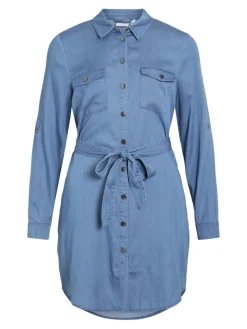 VIBISTA L/S SHIRT DRESS medium blue denim