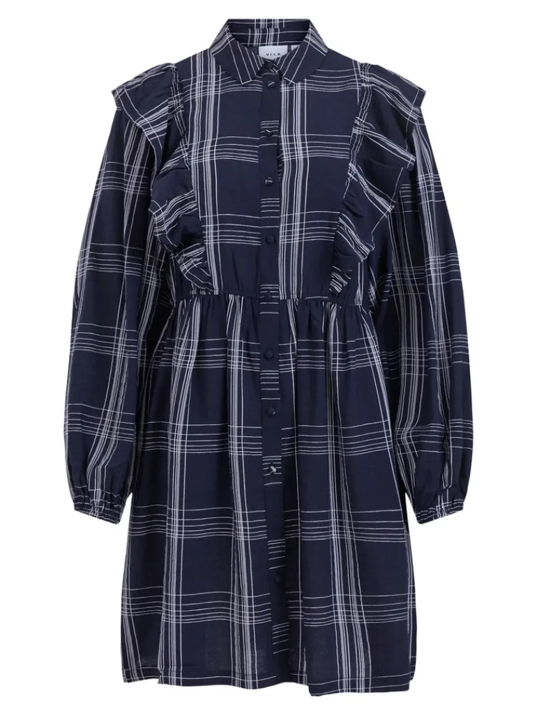 VIBOBBY L/S FLOUNCE DRESS /RX navy blazer