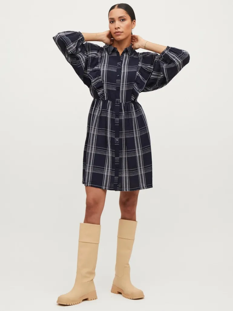 VIBOBBY L/S FLOUNCE DRESS /RX navy blazer