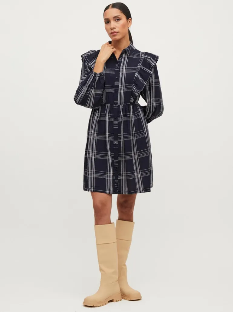 VIBOBBY L/S FLOUNCE DRESS /RX navy blazer