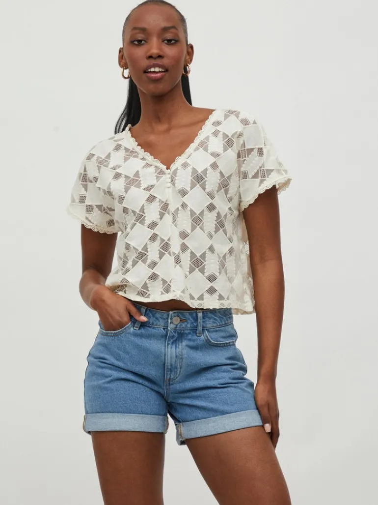VICALVINA V-NECK S/S TOP/DC/LS birch