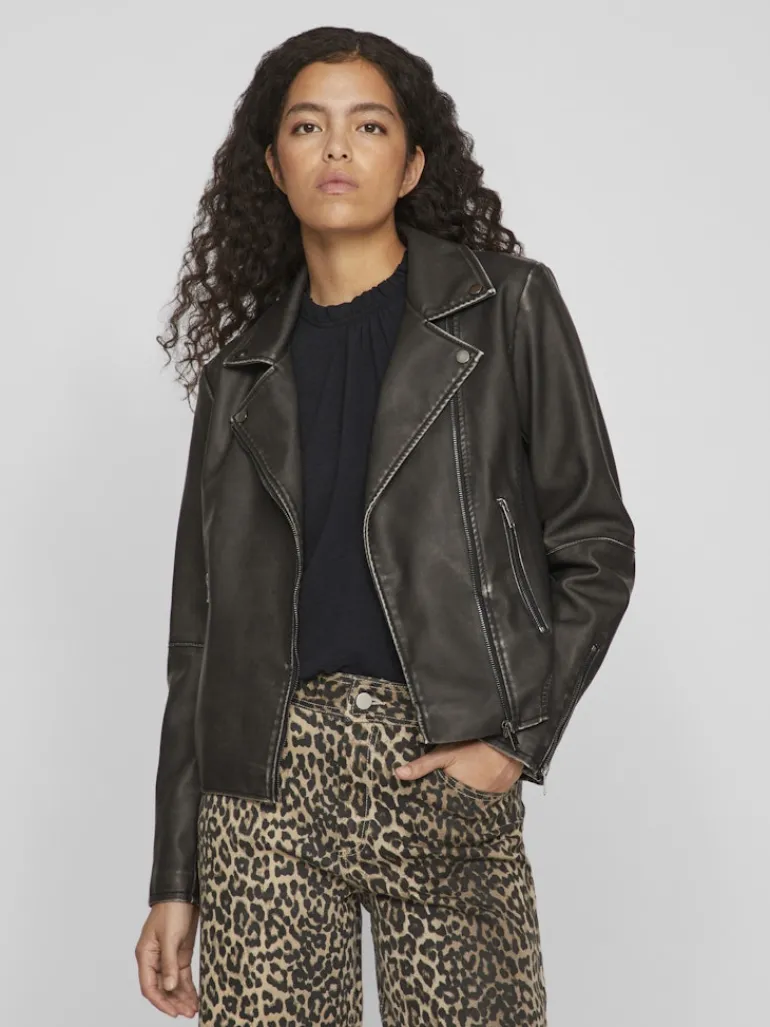 VICARA WASHED COATED JACKET black