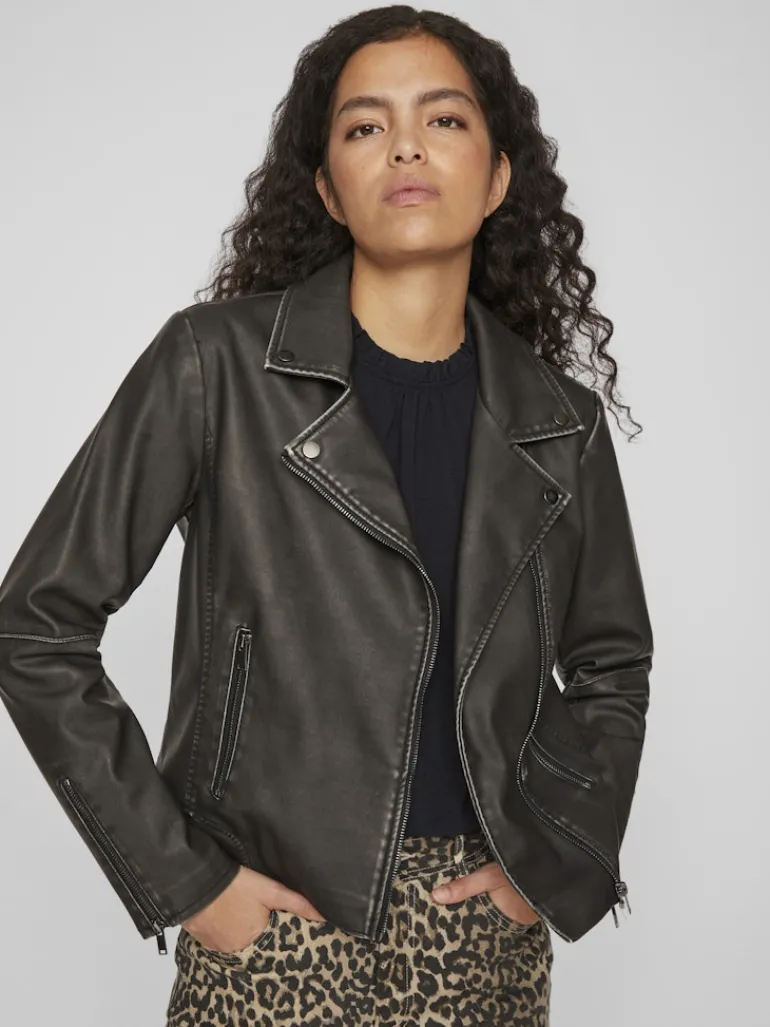 VICARA WASHED COATED JACKET black