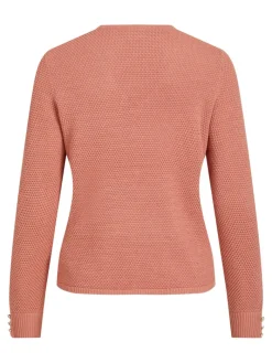 VICHASSA V-NECK L/S BUTTON KNIT TOP/L desert sand