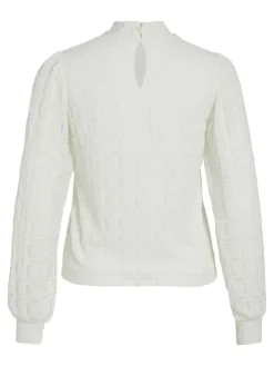VICIKI L/S HIGH NECK LACE TOP/TB cloud dancer