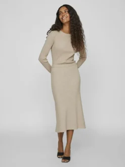 VICOMFY A-LINE KNIT SKIRT- NOOS natural melange