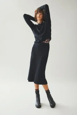 VICOMFY A-LINE KNIT SKIRT- NOOS black
