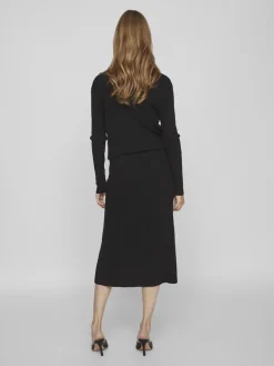 VICOMFY A-LINE KNIT SKIRT- NOOS black